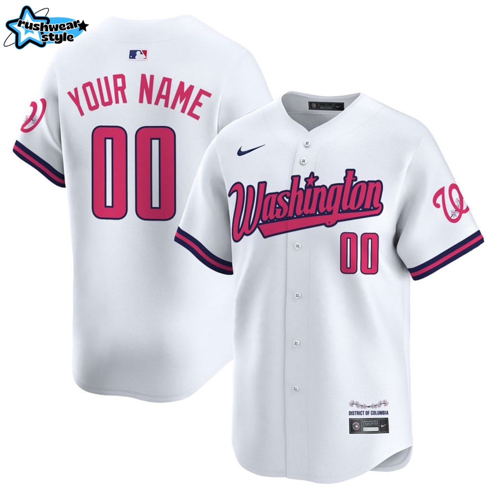 Washington Nationals Cherry Blossom Design Personalized Baseball Jersey Washington Nationals Cherry Blossom Design Personalized Baseball Jersey