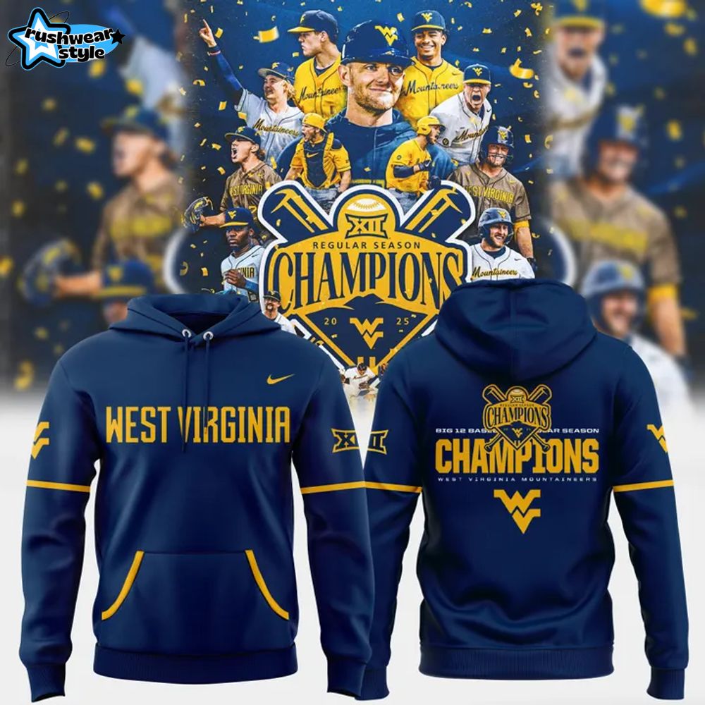 West Virginia Mountaineers Baseball BIG 12 Regular Season Champions Hoodie West Virginia Mountaineers Baseball BIG 12 Regular Season Champions Hoodie