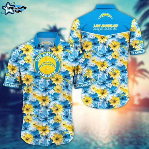 floral paradise los angeles chargers hawaiian shirt