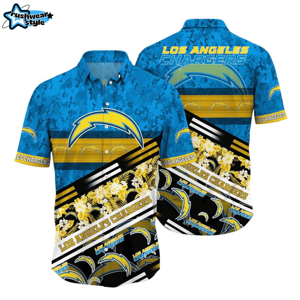 floral storm los angeles chargers hawaiian shirt floral storm los angeles chargers hawaiian shirt