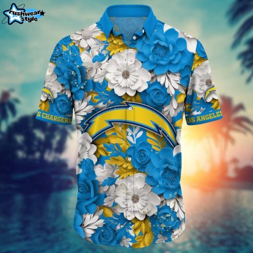floral thunder los angeles chargers hawaiian shirt