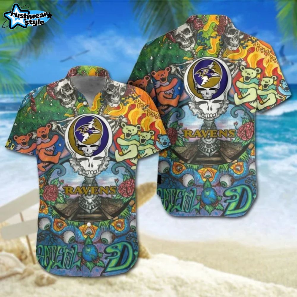 grateful spirit baltimore ravens hawaiian shirt grateful spirit baltimore ravens hawaiian shirt