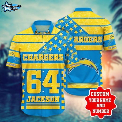 star stripes los angeles chargers hawaiian shirt