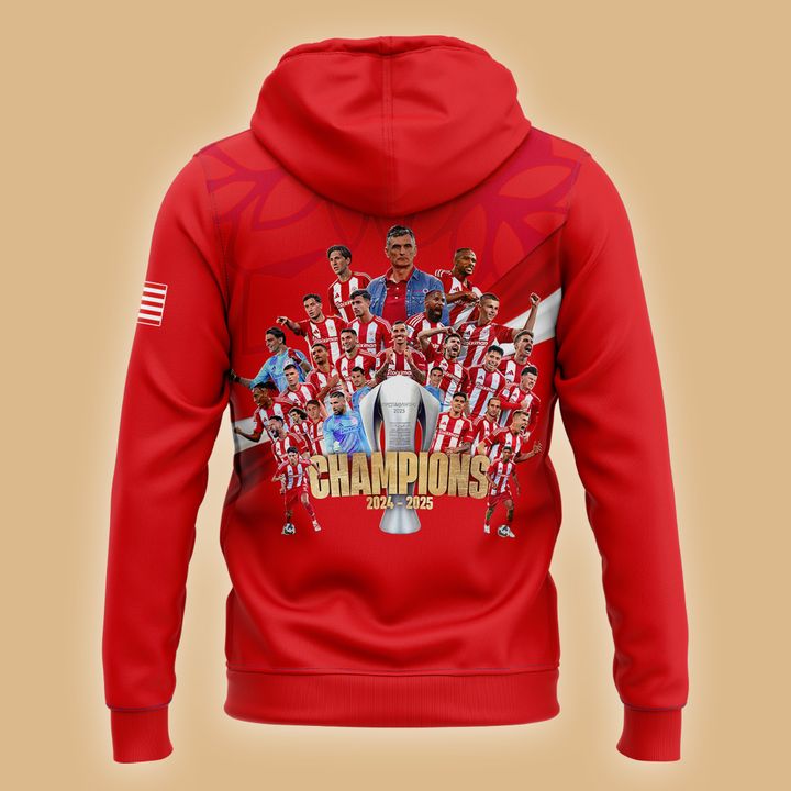 Olympiacos Fc 2024-2025 Greek Champions Special Hoodie Olympiacos Fc 2024-2025 Greek Champions Special Hoodie