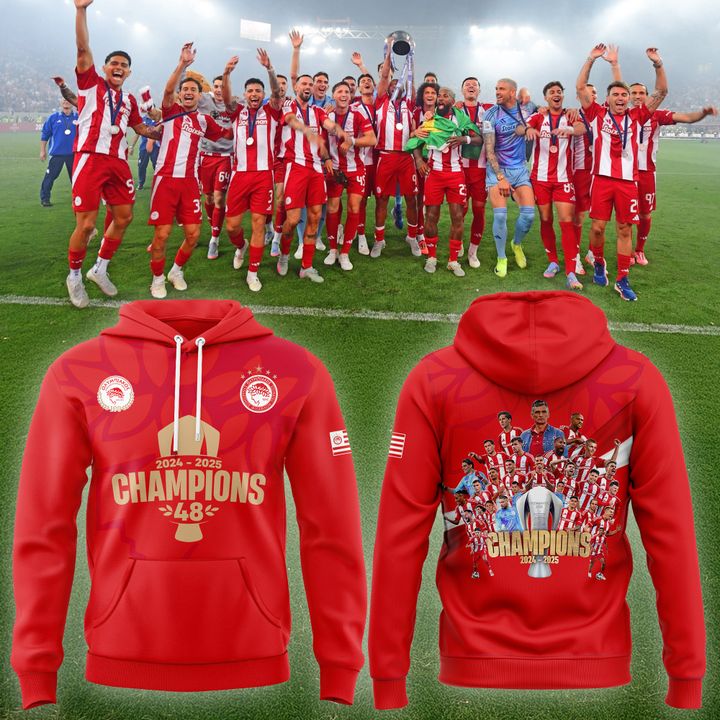 Olympiacos Fc 2024-2025 Greek Champions Special Hoodie Olympiacos Fc 2024-2025 Greek Champions Special Hoodie