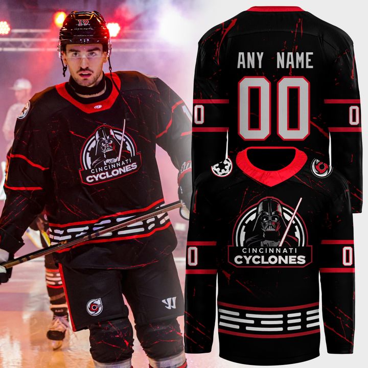 Cincinnati Cyclones X Star Wars Night Special Black Personalized Jersey Cincinnati Cyclones X Star Wars Night Special Black Personalized Jersey