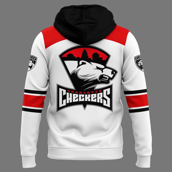 Charlotte Checkers Special New 2025 White Hoodie Charlotte Checkers Special New 2025 White Hoodie