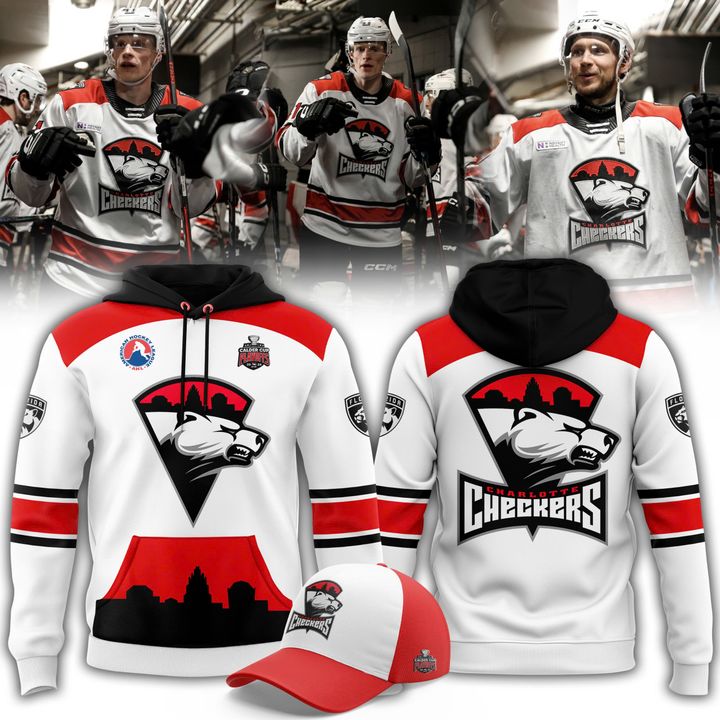 Charlotte Checkers Special New 2025 White Hoodie Charlotte Checkers Special New 2025 White Hoodie