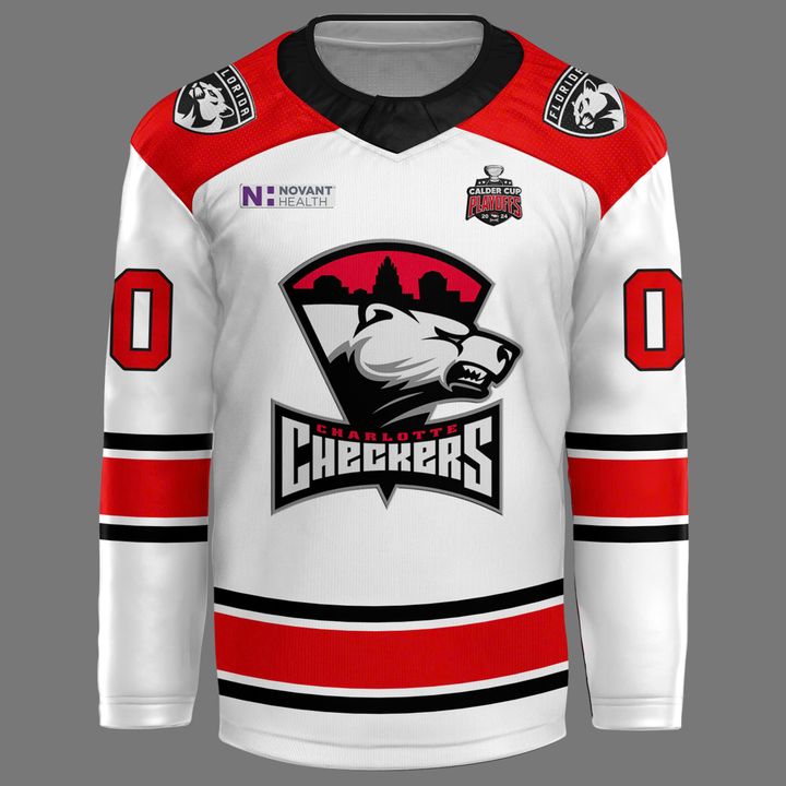 Charlotte Checkers Special New 2025 White Hockey Jersey Charlotte Checkers Special New 2025 White Hockey Jersey