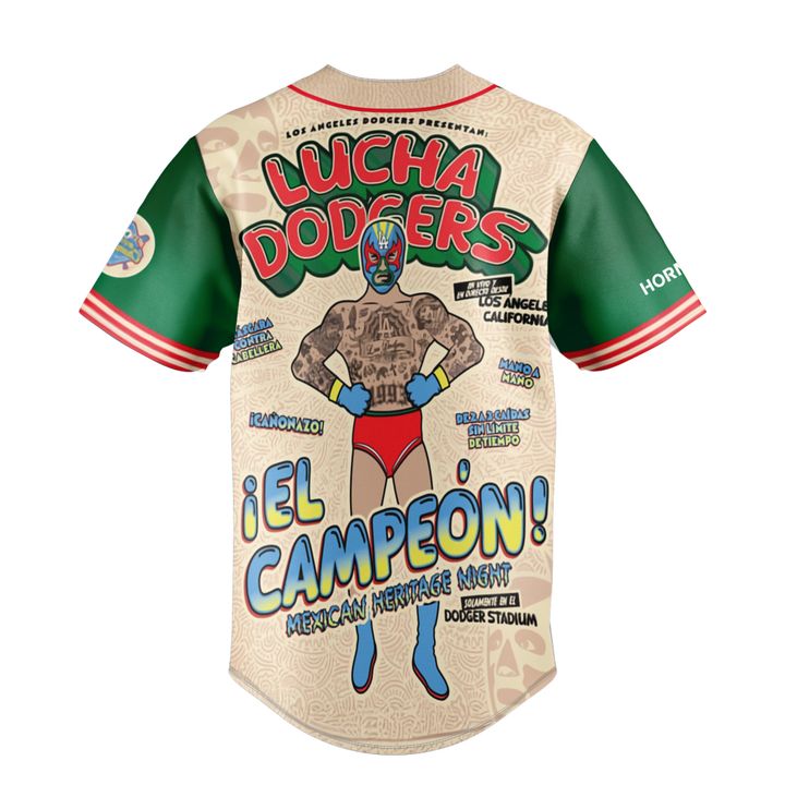 Los Angeles Dodgers x Lucha Dodgers Mexican Heritage Night Baseball Jersey Los Angeles Dodgers x Lucha Dodgers Mexican Heritage Night Baseball Jersey