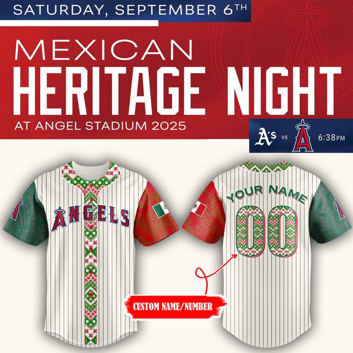 Los Angeles Angels 2025 Mexican Heritage Night Baseball Jersey Los Angeles Angels 2025 Mexican Heritage Night Baseball Jersey
