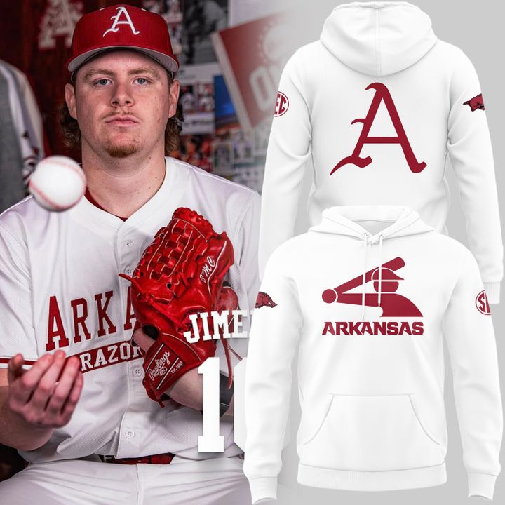 Arkansas Razorbacks MLB Throwback Logo White Hoodie Arkansas Razorbacks MLB Throwback Logo White Hoodie