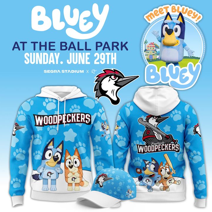 Fayetteville Woodpeckers x Bluey Day Special Hoodie Fayetteville Woodpeckers x Bluey Day Special Hoodie