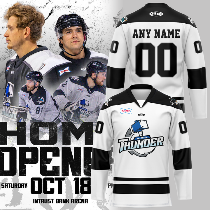 Wichita Thunder Special New 2025 Personalized Hockey Jersey - White Wichita Thunder Special New 2025 Personalized Hockey Jersey - White