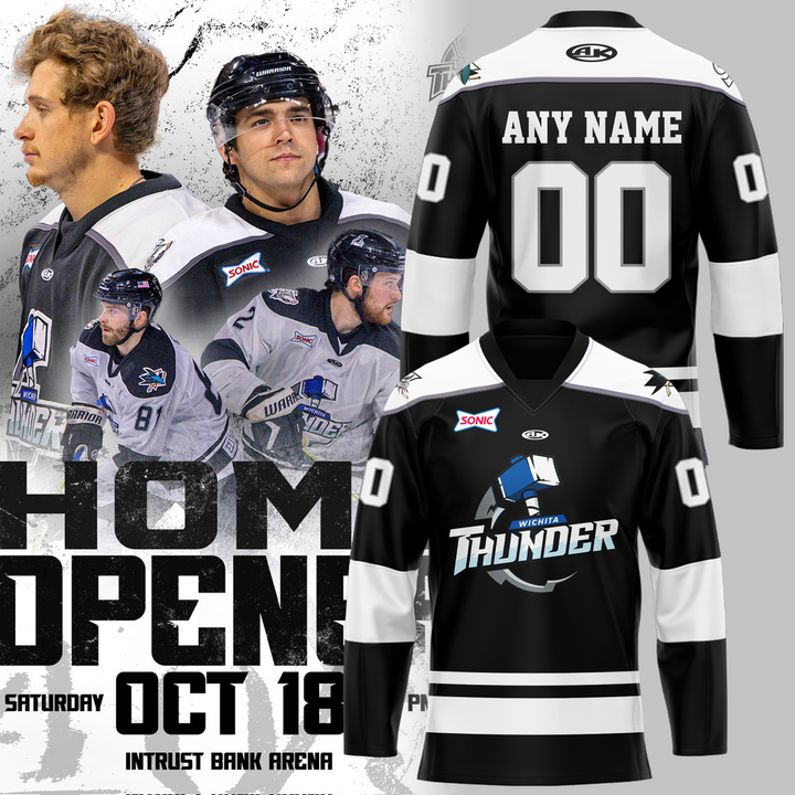 Wichita Thunder Special New 2025 Personalized Hockey Jersey - Black Wichita Thunder Special New 2025 Personalized Hockey Jersey - Black