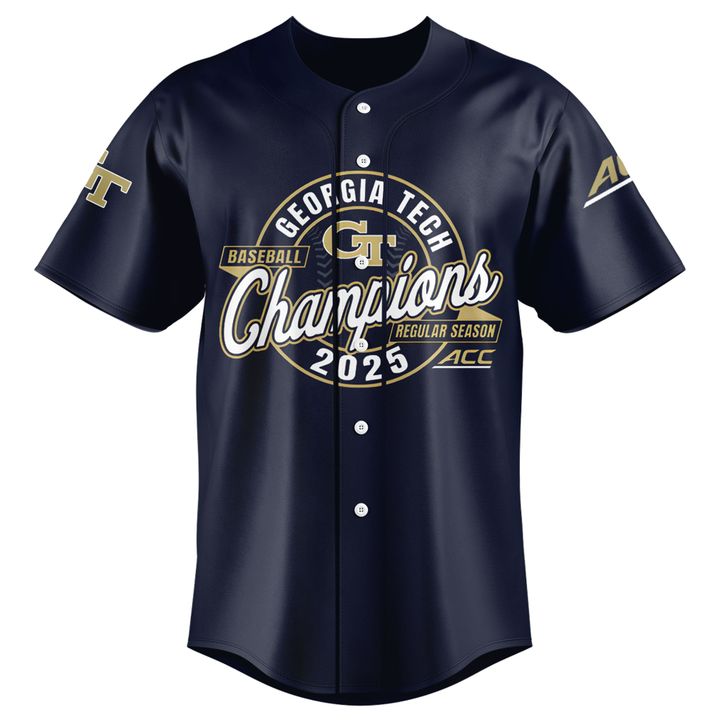 Georgia Tech Yellow Jackets 2025 ACC Baseball Regular Season Champions Baseball Jersey Georgia Tech Yellow Jackets 2025 ACC Baseball Regular Season Champions Baseball Jersey