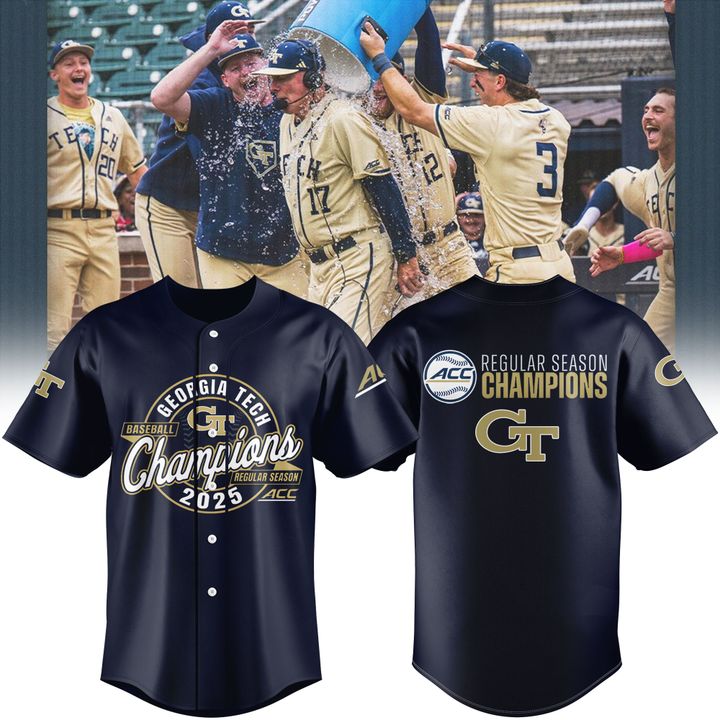 Georgia Tech Yellow Jackets 2025 ACC Baseball Regular Season Champions Baseball Jersey Georgia Tech Yellow Jackets 2025 ACC Baseball Regular Season Champions Baseball Jersey