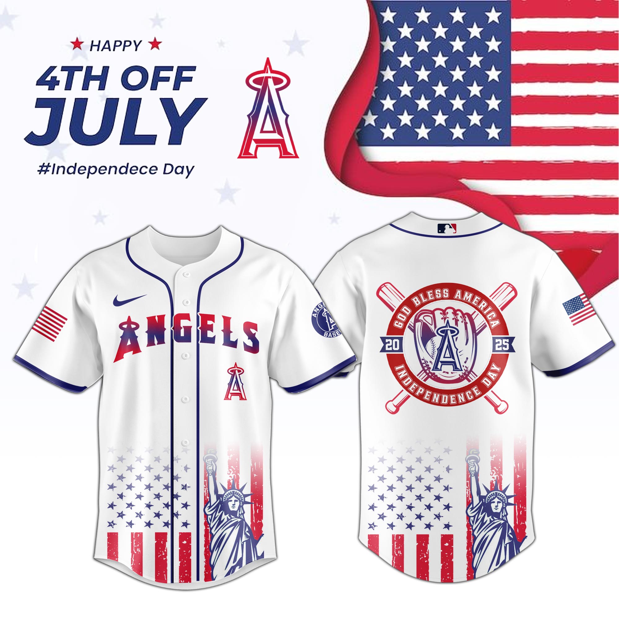 All Team MLB x 4th of July Independence Baseball Jersey All Team MLB x 4th of July Independence Baseball Jersey
