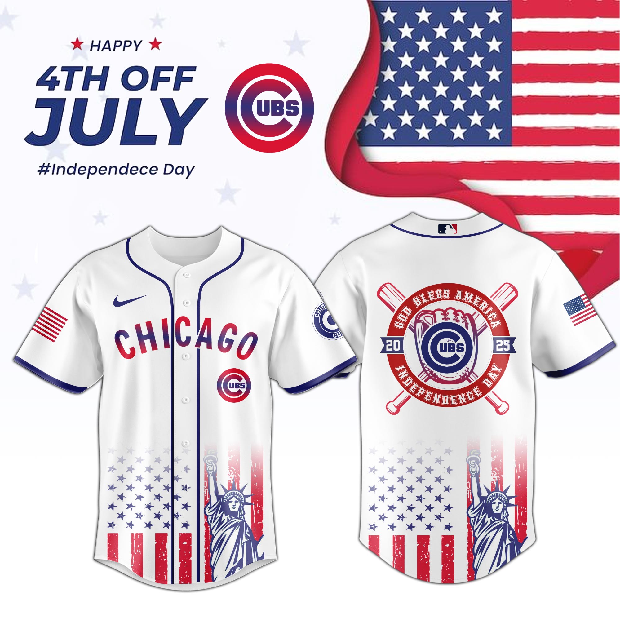 All Team MLB x 4th of July Independence Baseball Jersey All Team MLB x 4th of July Independence Baseball Jersey