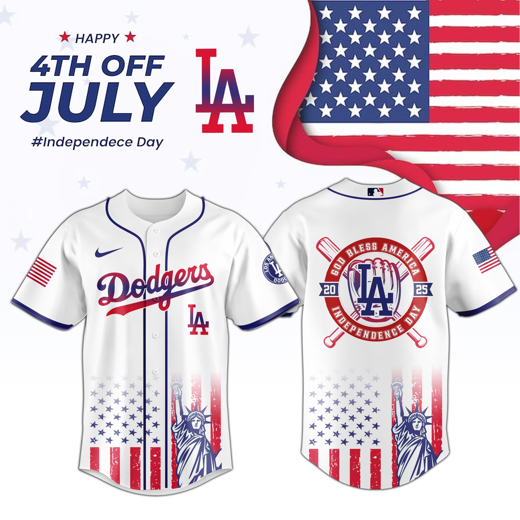 All Team MLB x 4th of July Independence Baseball Jersey All Team MLB x 4th of July Independence Baseball Jersey
