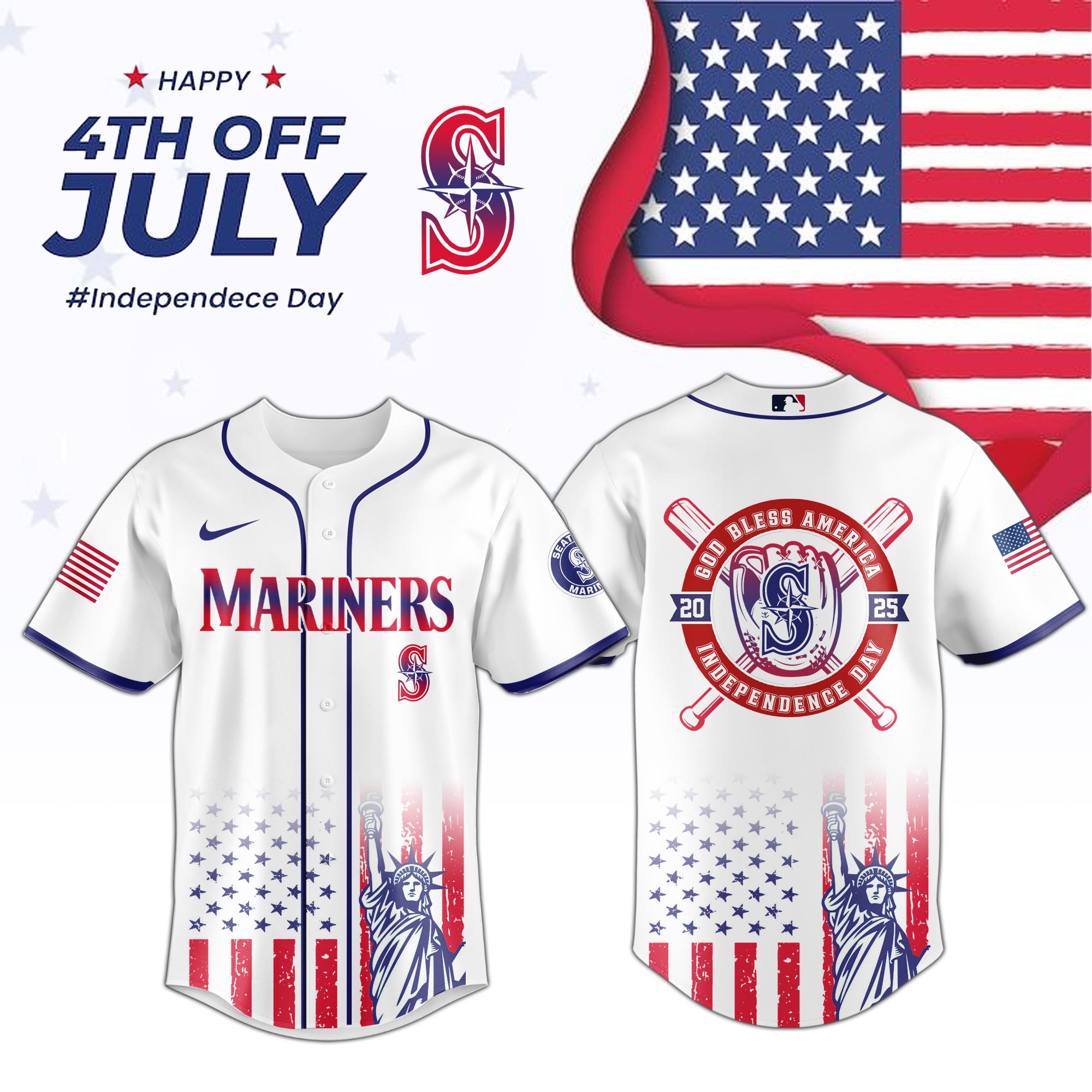 All Team MLB x 4th of July Independence Baseball Jersey All Team MLB x 4th of July Independence Baseball Jersey