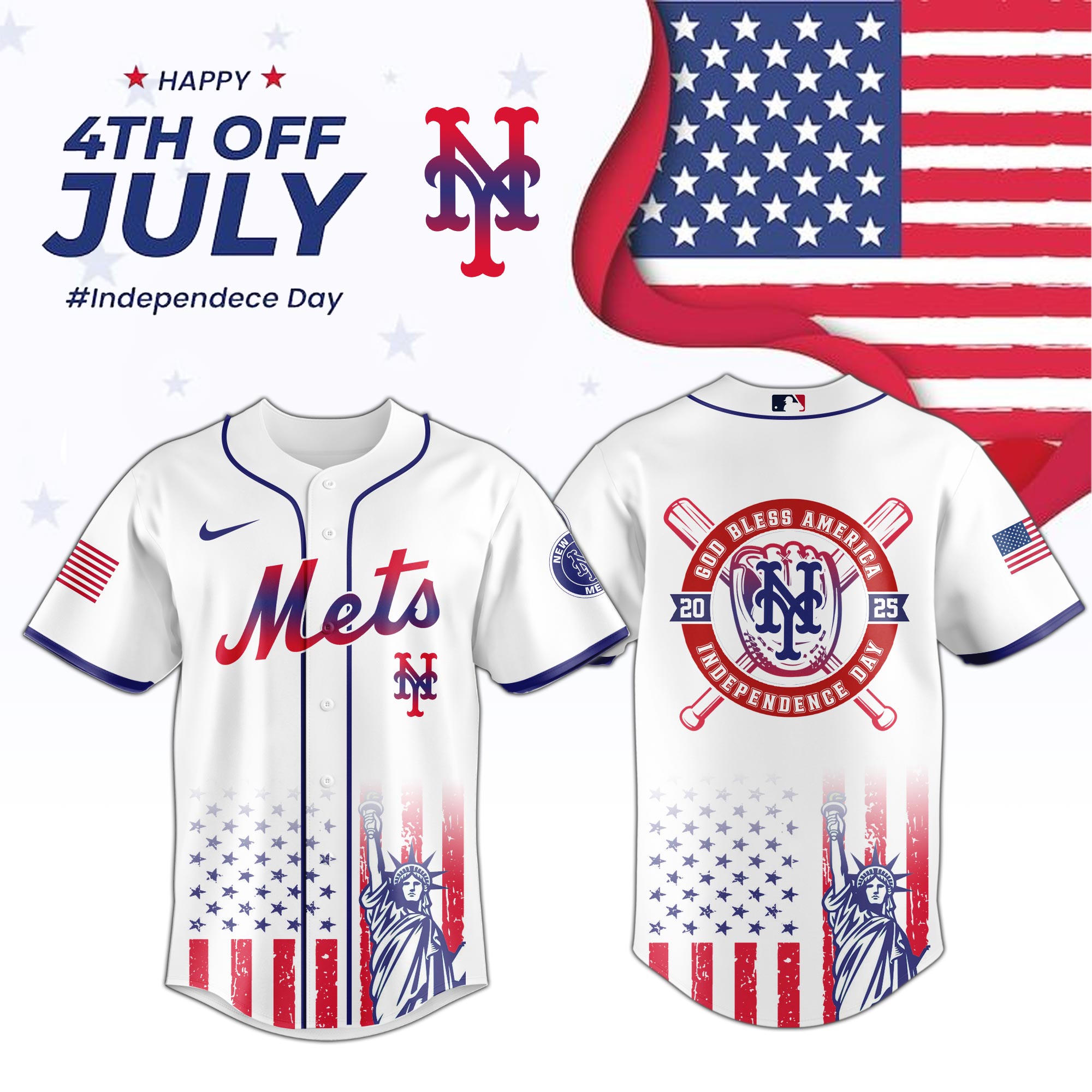 All Team MLB x 4th of July Independence Baseball Jersey All Team MLB x 4th of July Independence Baseball Jersey