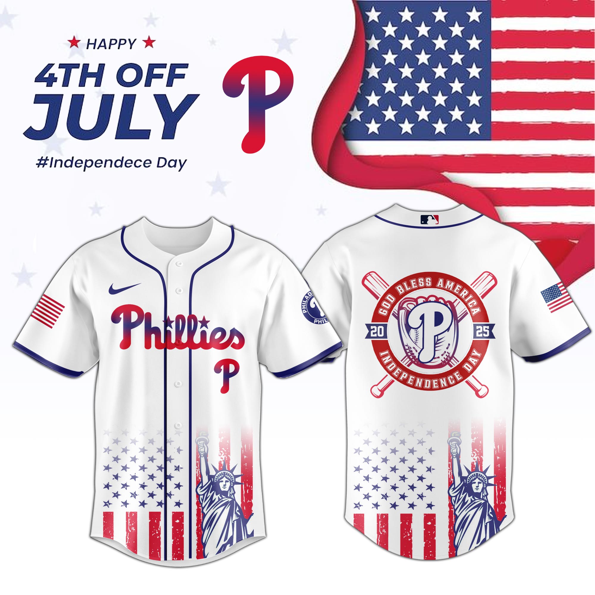 All Team MLB x 4th of July Independence Baseball Jersey All Team MLB x 4th of July Independence Baseball Jersey