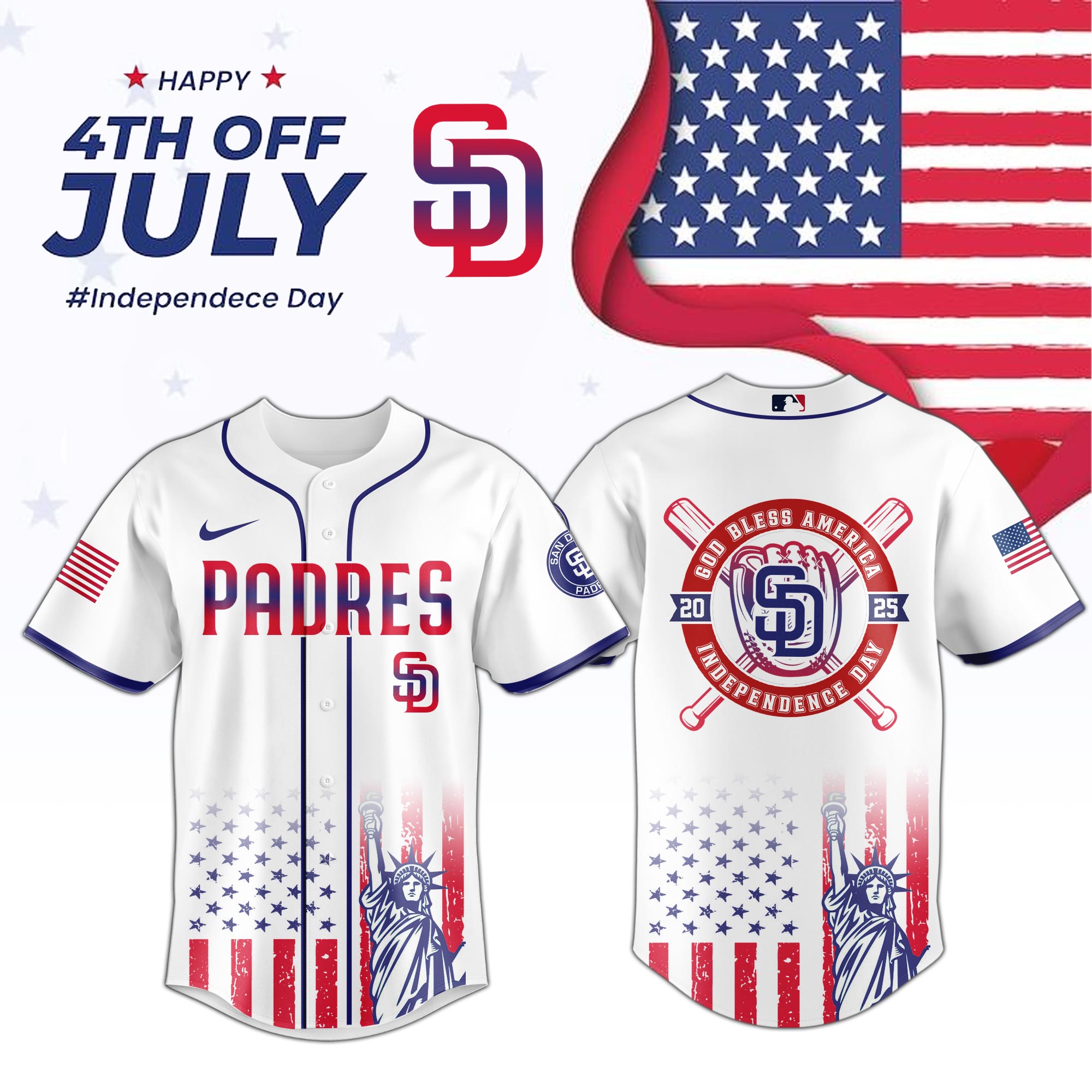 All Team MLB x 4th of July Independence Baseball Jersey All Team MLB x 4th of July Independence Baseball Jersey
