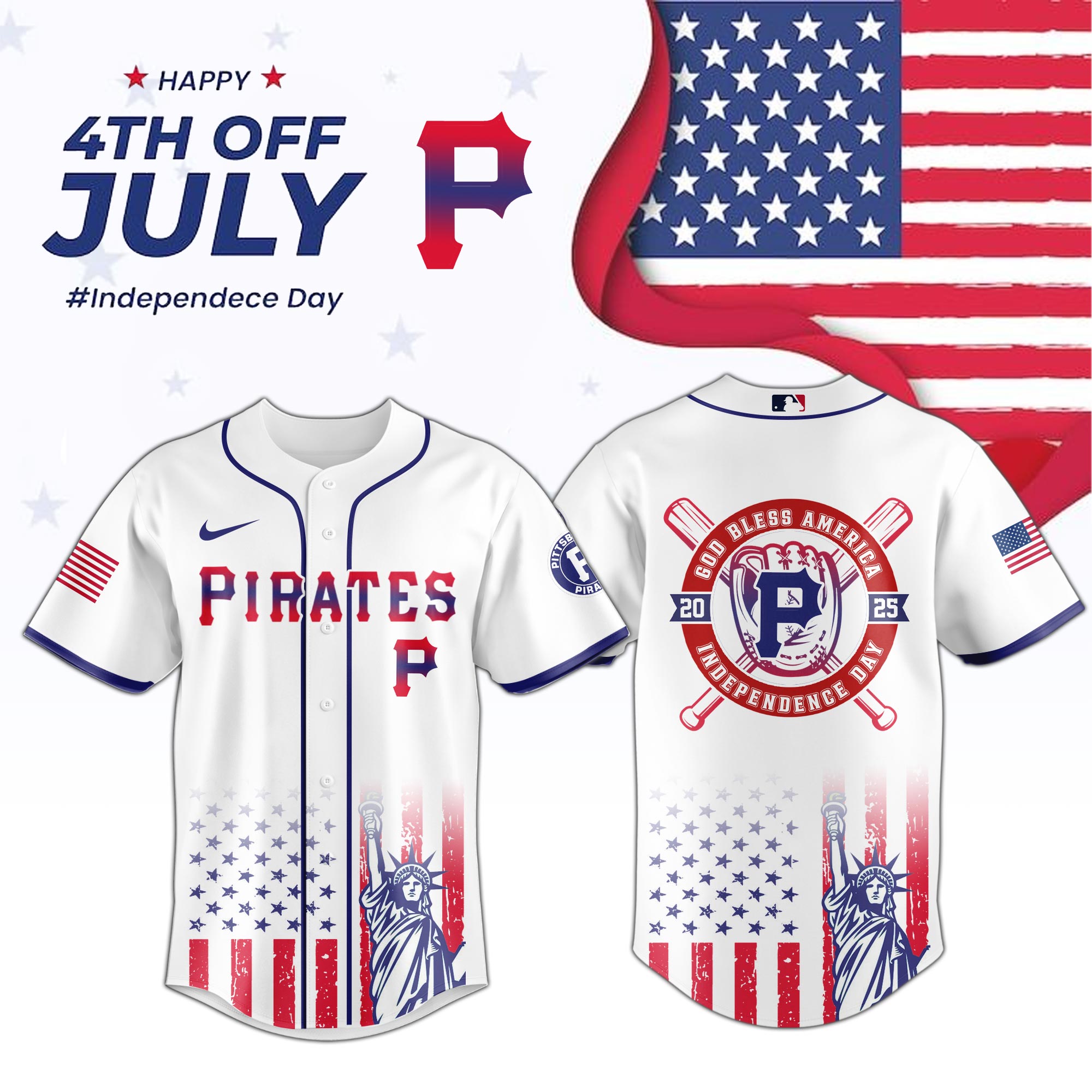 All Team MLB x 4th of July Independence Baseball Jersey All Team MLB x 4th of July Independence Baseball Jersey
