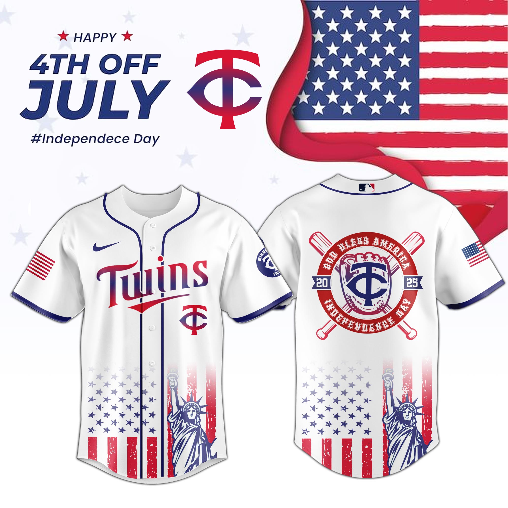 All Team MLB x 4th of July Independence Baseball Jersey All Team MLB x 4th of July Independence Baseball Jersey