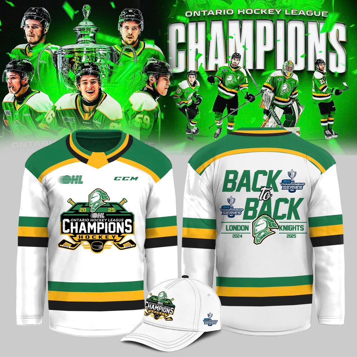 London Knights OHL "Back to Back" Champions Special Hockey Jersey London Knights OHL "Back to Back" Champions Special Hockey Jersey