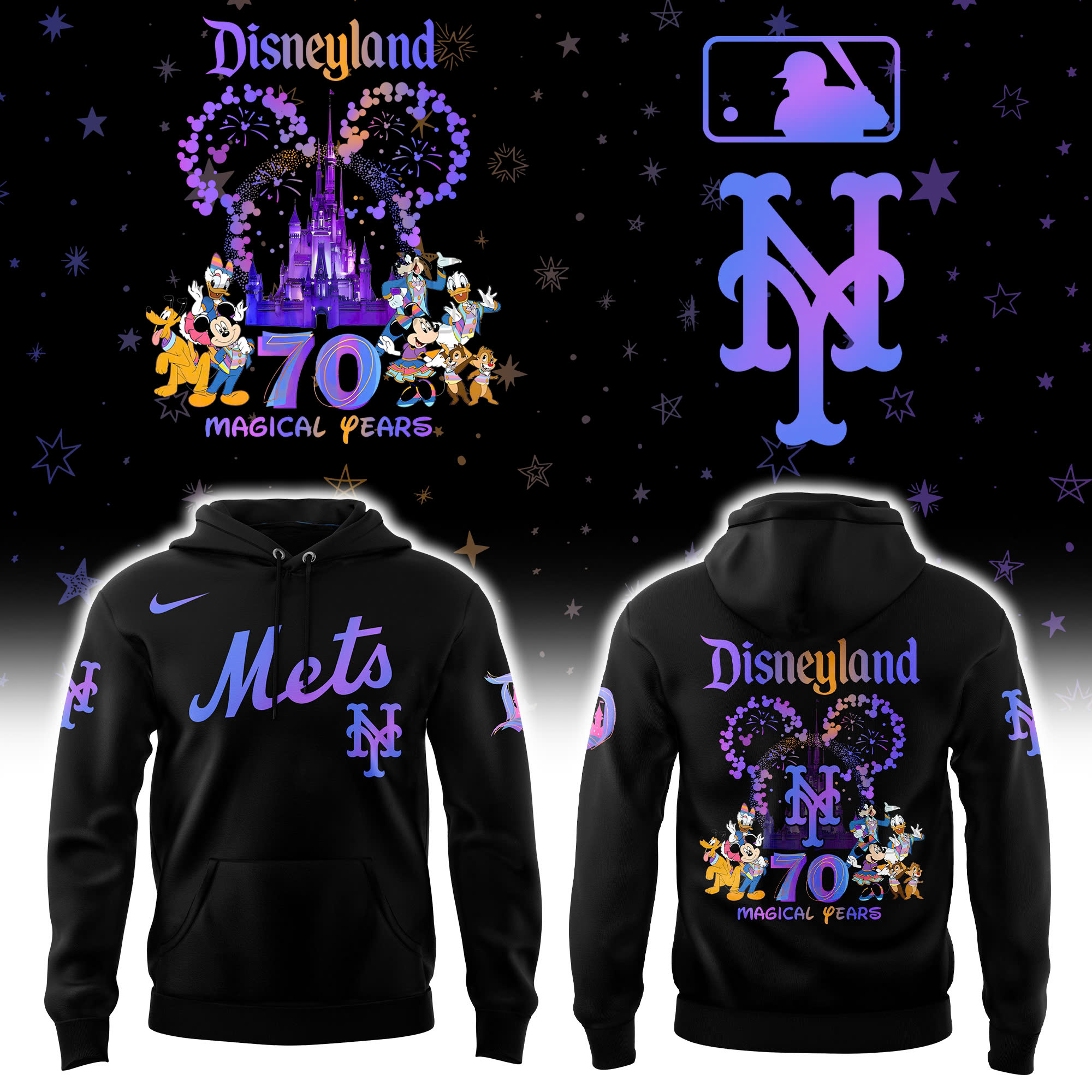Disneyland 70th x New York Mets Baseball Hoodie Jogger Cap Disneyland 70th x New York Mets Baseball Hoodie Jogger Cap