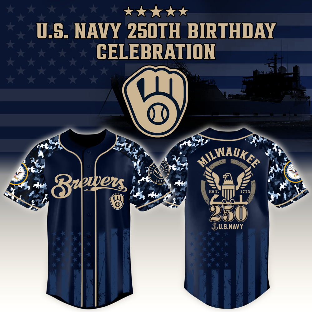 Milwaukee Brewers x US Navy 250th Birthday Edition 3D Baseball Jersey Milwaukee Brewers x US Navy 250th Birthday Edition 3D Baseball Jersey