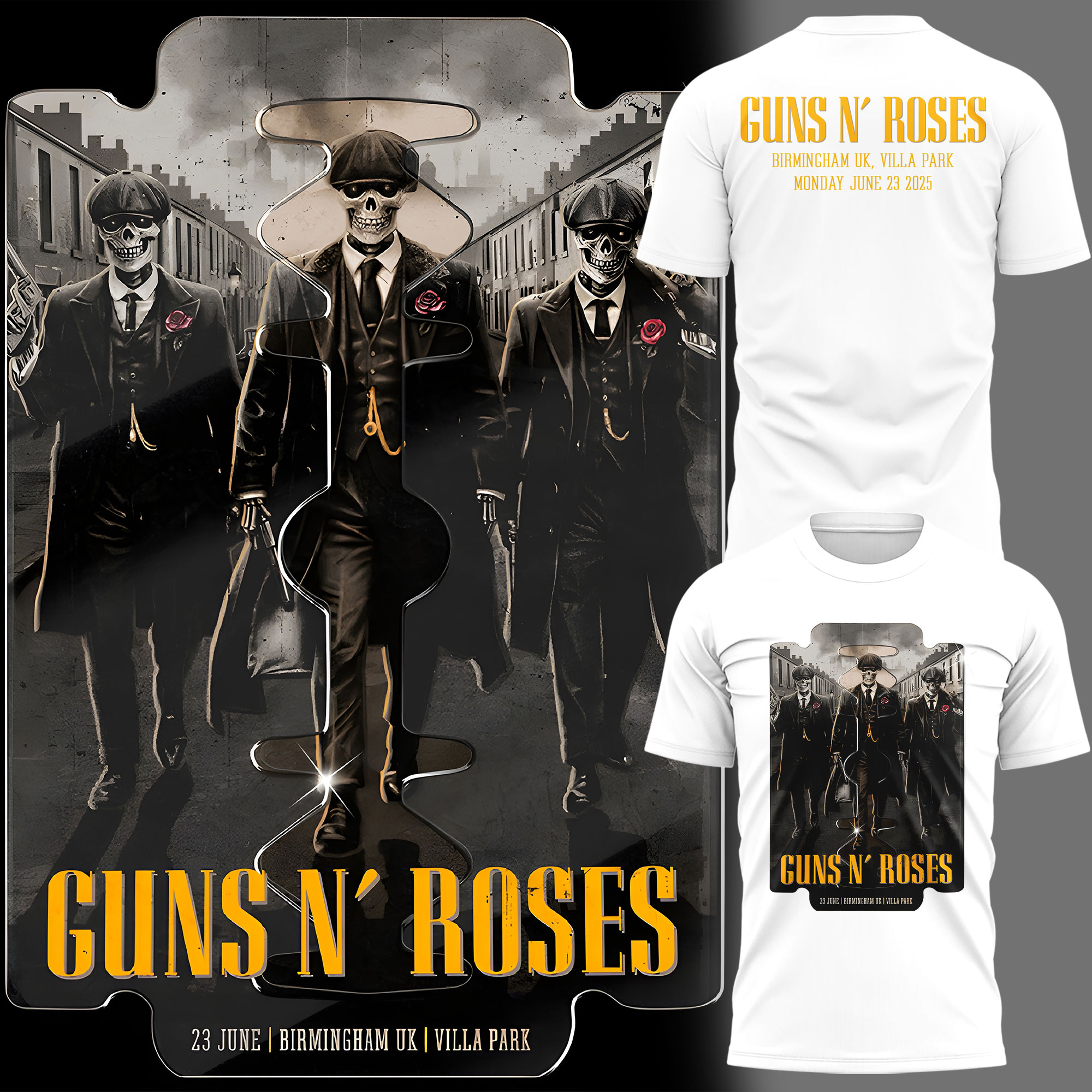 Guns N' Roses World Tour to Birmingham 2025 White Shirt Guns N' Roses World Tour to Birmingham 2025 White Shirt