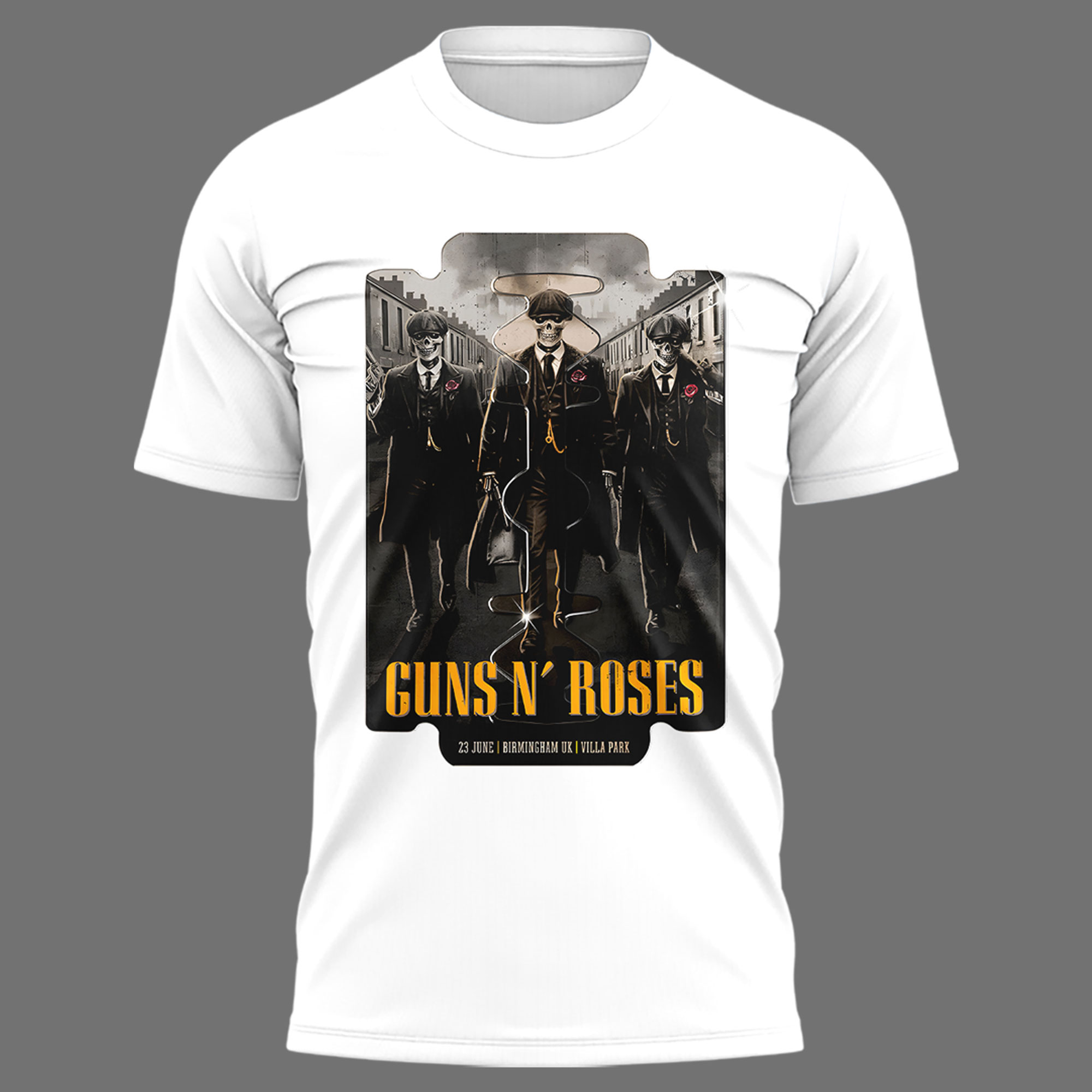 Guns N' Roses World Tour to Birmingham 2025 White Shirt Guns N' Roses World Tour to Birmingham 2025 White Shirt