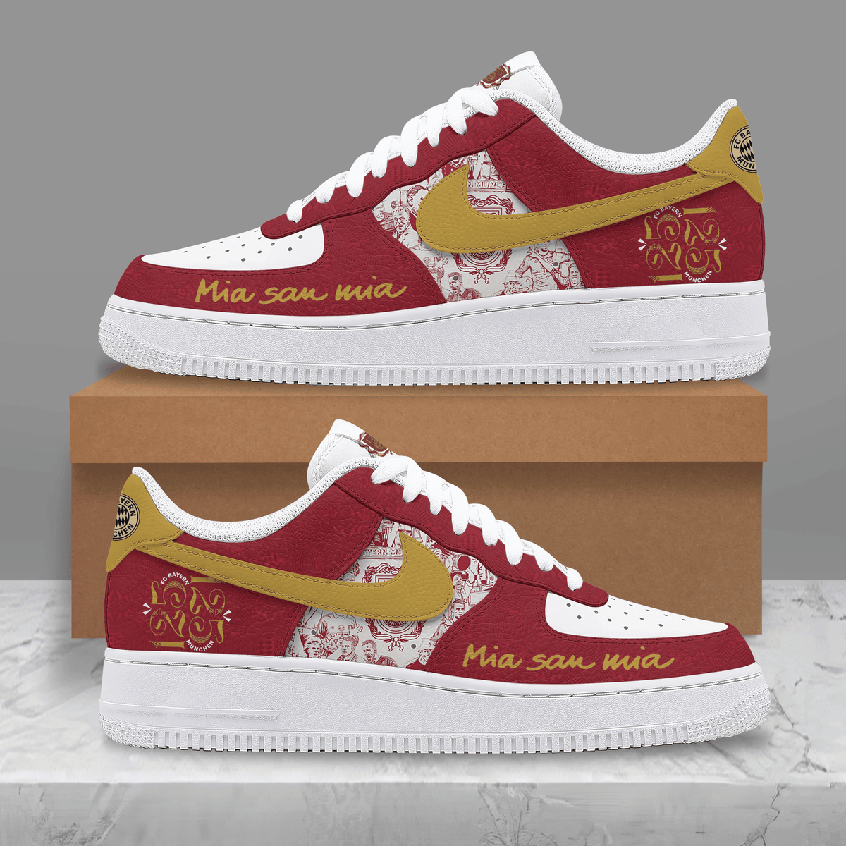 FC Bayern Munich Mia San Mia 2025 Premium Air Force 1 Sneakers FC Bayern Munich Mia San Mia 2025 Premium Air Force 1 Sneakers