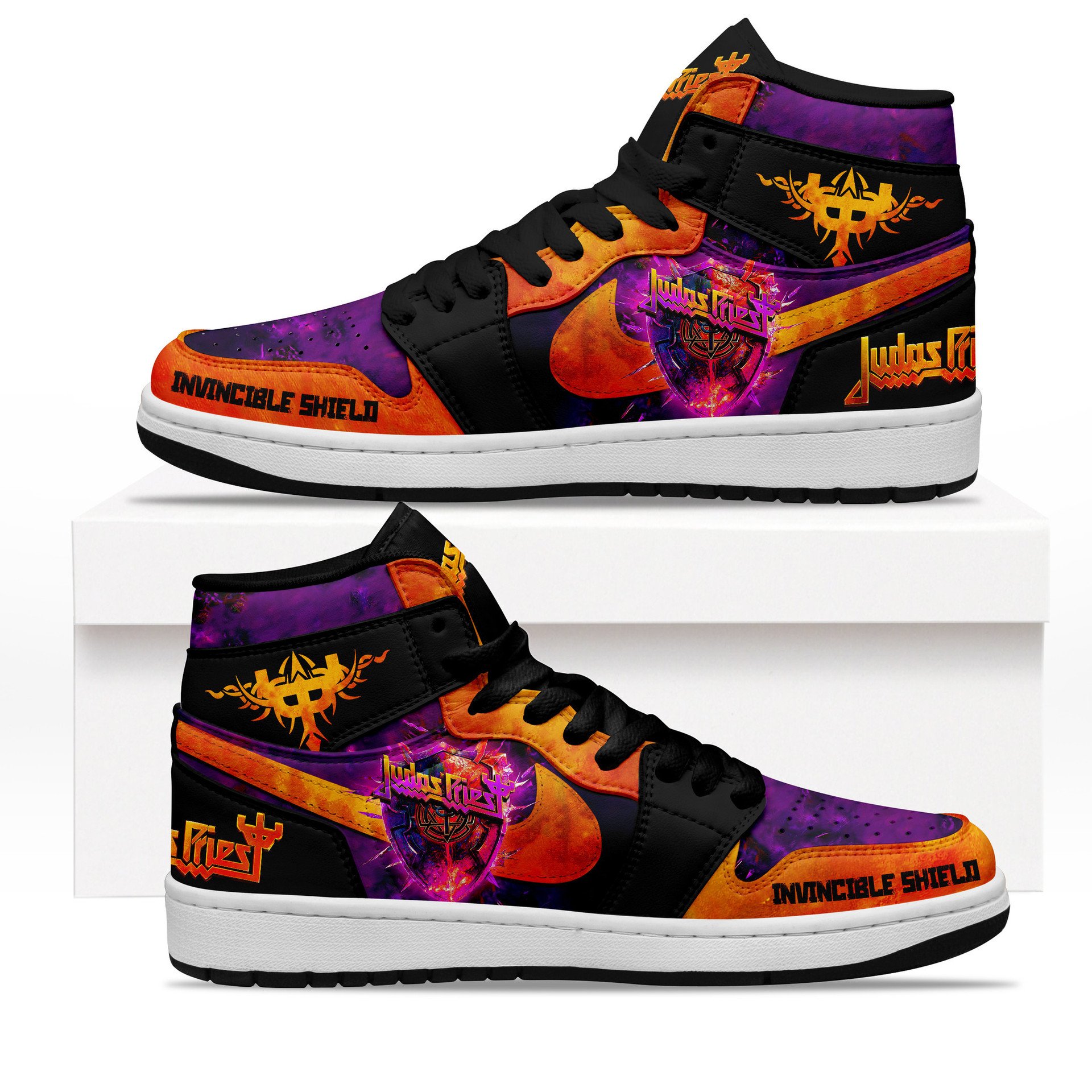 Judas Priest Shield Of Pain Tour 2025 Premium Air Jordan 1 Sneakers Judas Priest Shield Of Pain Tour 2025 Premium Air Jordan 1 Sneakers