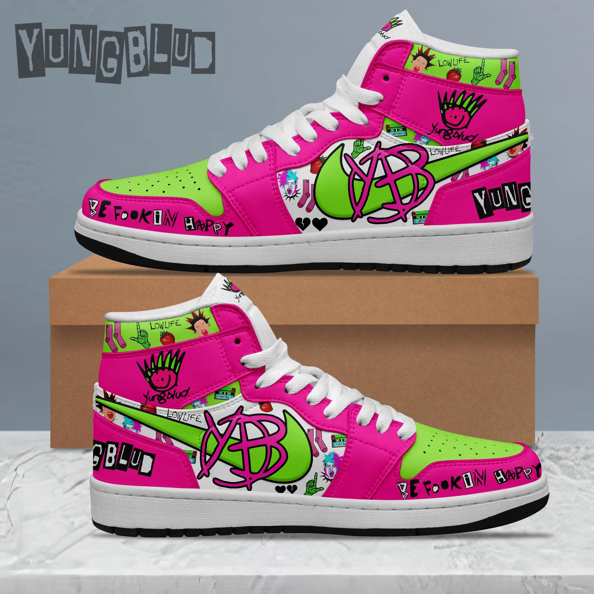 Yung Blud Be Fookin Happy 2025 Air Jordan 1 Sneakers Yung Blud Be Fookin Happy 2025 Air Jordan 1 Sneakers