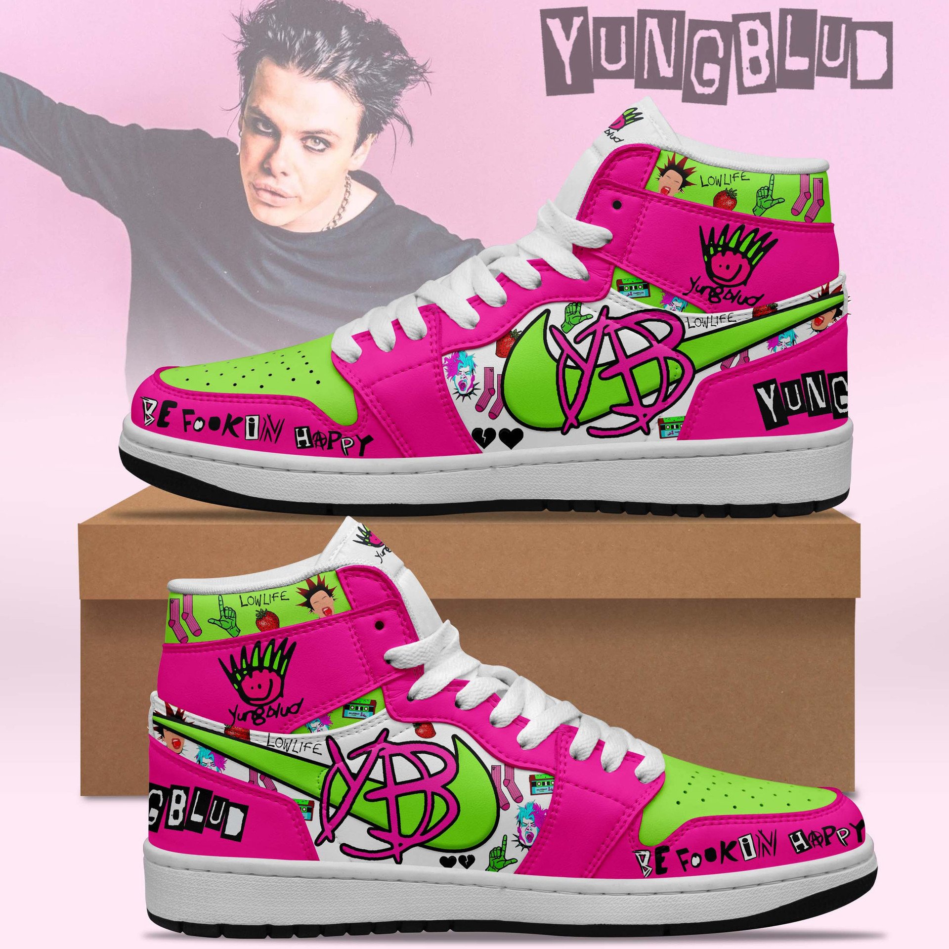 Yung Blud Be Fookin Happy 2025 Air Jordan 1 Sneakers Yung Blud Be Fookin Happy 2025 Air Jordan 1 Sneakers