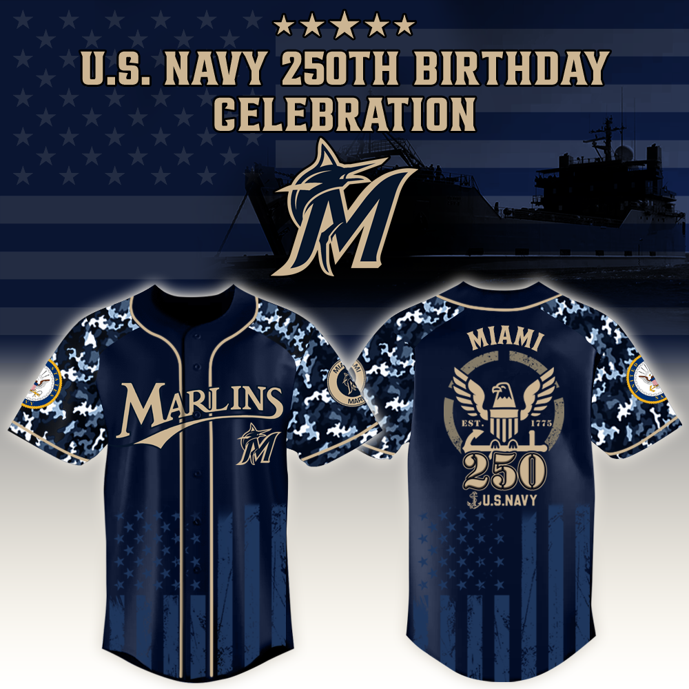 Miami Marlins x US Navy 250th Birthday Edition 3D Baseball Jersey Miami Marlins x US Navy 250th Birthday Edition 3D Baseball Jersey