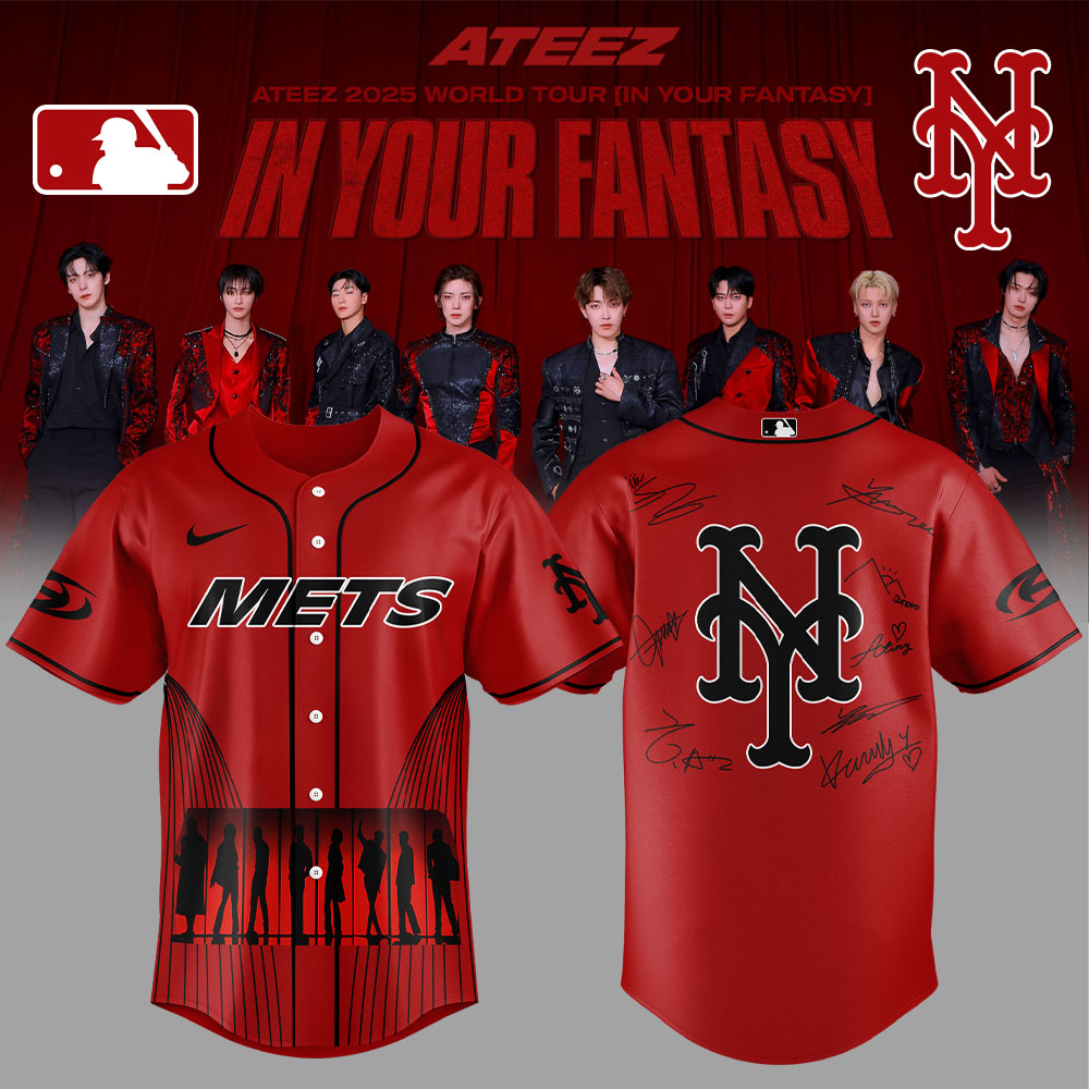 New York Mets x ATEEZ World Tour "In Your Fantasy" Signature Red Baseball Jersey New York Mets x ATEEZ World Tour "In Your Fantasy" Signature Red Baseball Jersey
