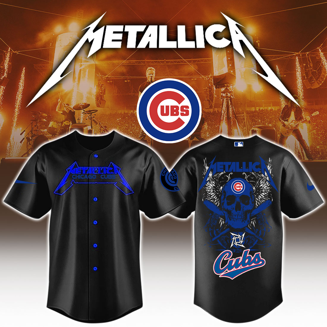 Chicago Cubs MLB x Metallica Jersey Limited Edition Chicago Cubs MLB x Metallica Jersey Limited Edition