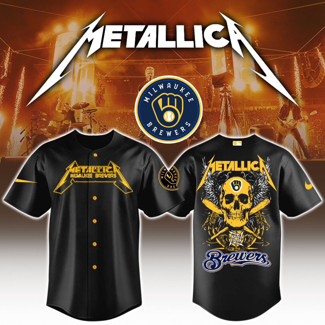 Milwaukee Brewers MLB x Metallica Jersey Limited Edition Milwaukee Brewers MLB x Metallica Jersey Limited Edition