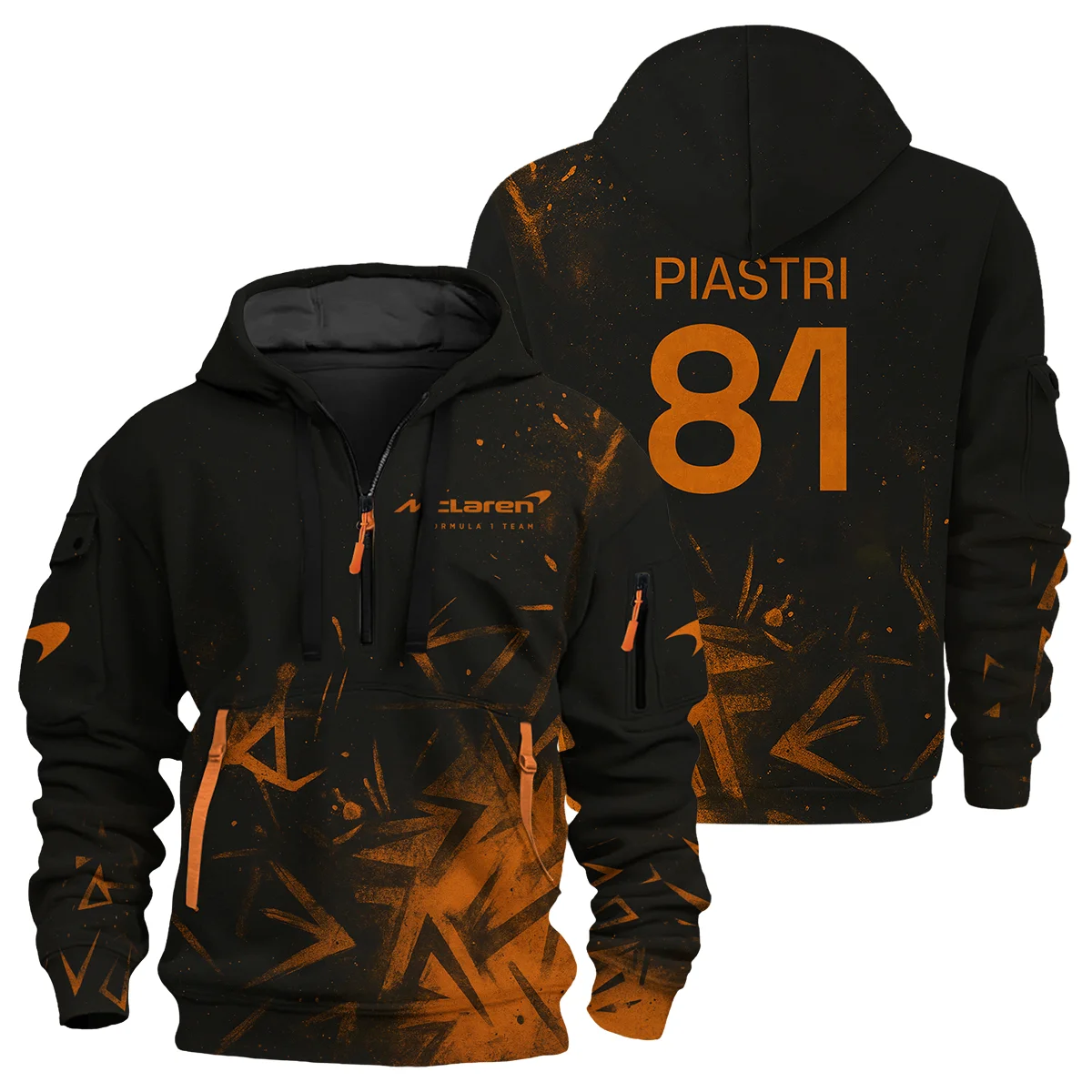 Oscar Piastri McLaren F1 Exclusive Logo Quarter Zip Hoodie Oscar Piastri McLaren F1 Exclusive Logo Quarter Zip Hoodie