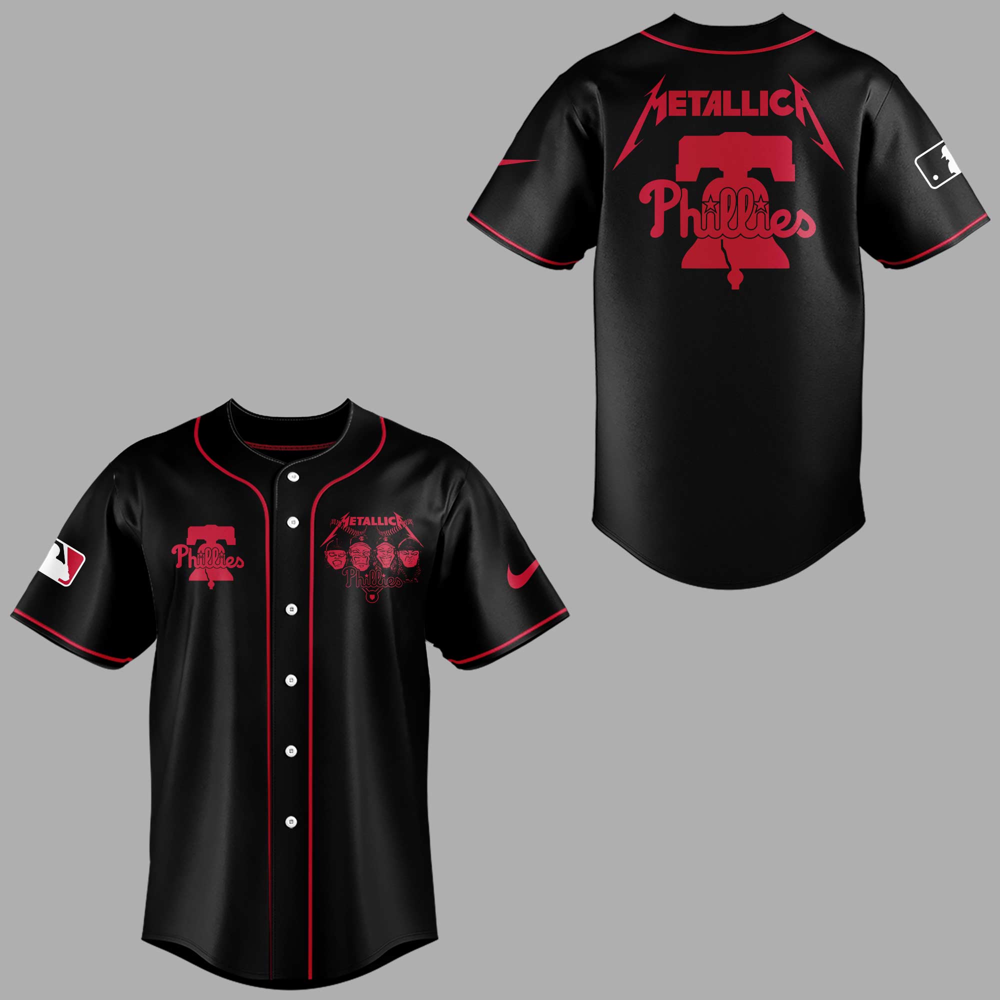 Philadelphia Phillies x Metallica M72 World Tour Special Baseball Jersey Philadelphia Phillies x Metallica M72 World Tour Special Baseball Jersey