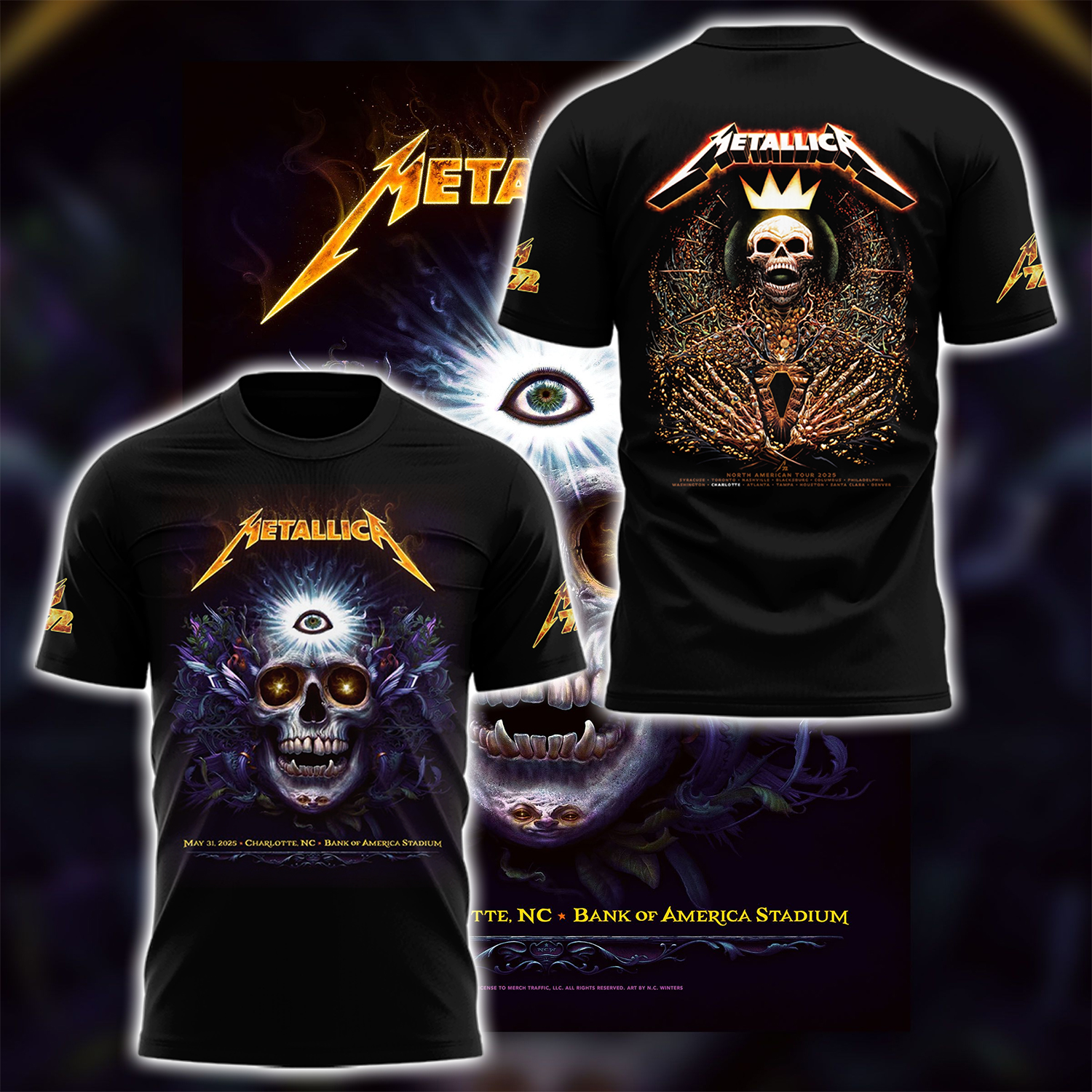 Metallica M72 World Tour M72Charlotte Special Tee Metallica M72 World Tour M72Charlotte Special Tee