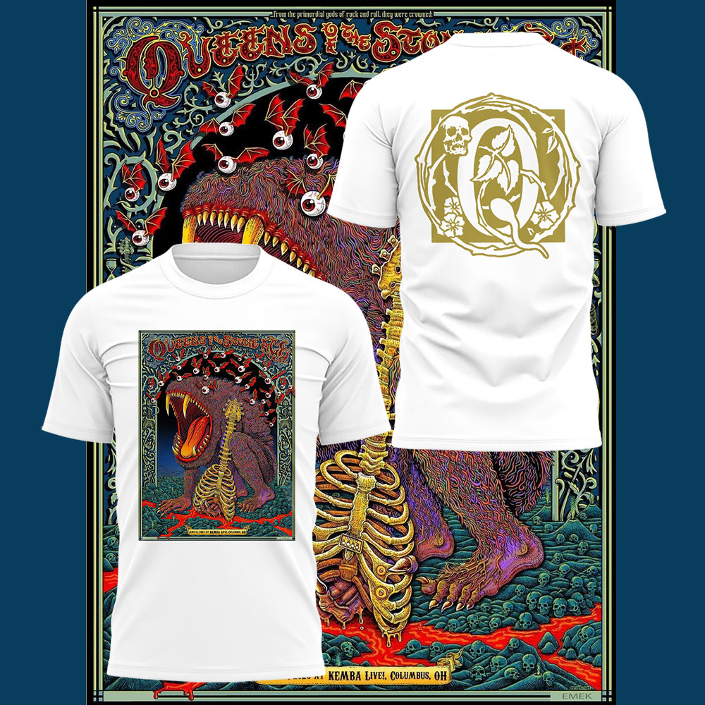 Queens of the Stone Age World Tour 2025 In Columbus Premium White Shirt Queens of the Stone Age World Tour 2025 In Columbus Premium White Shirt