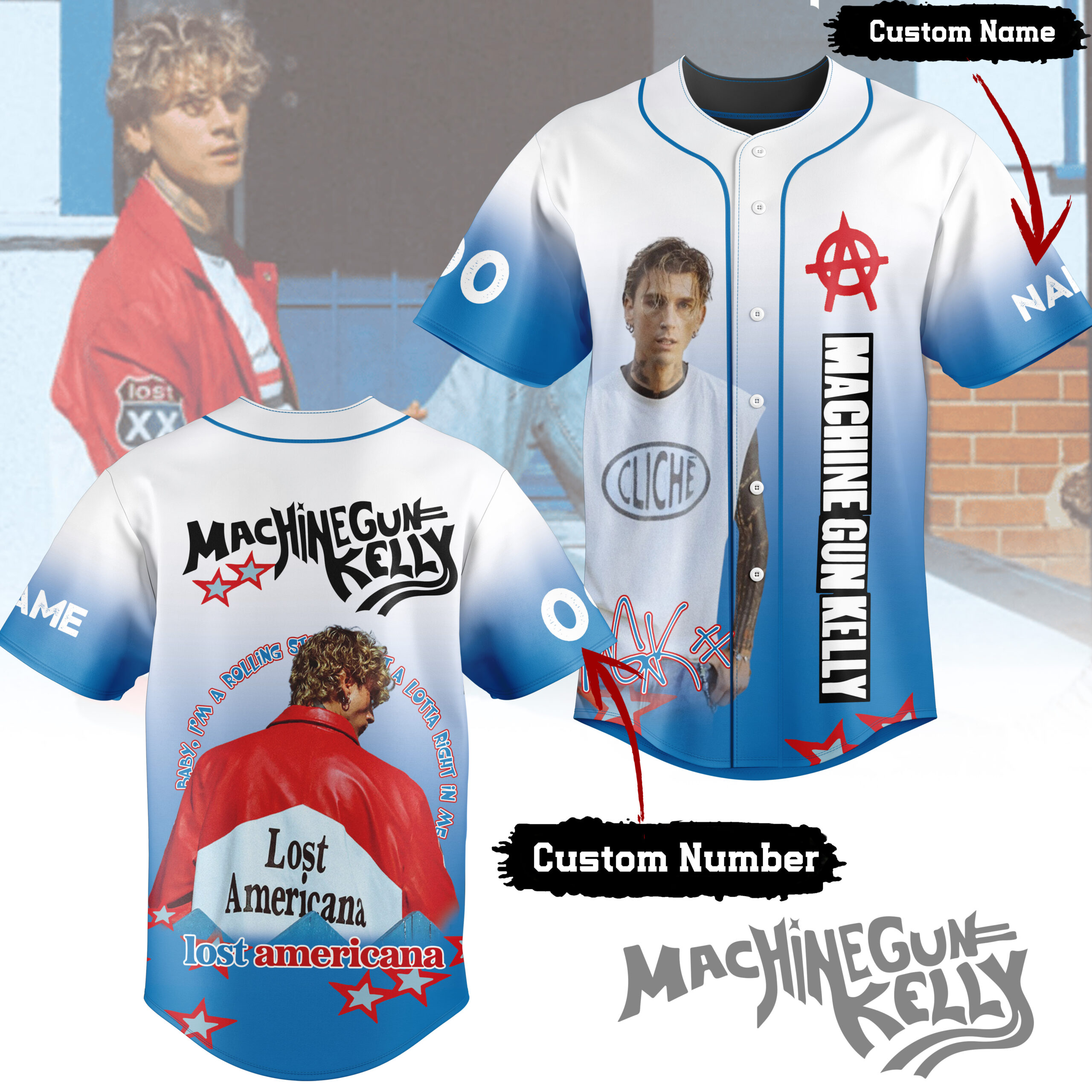 Machine Gun Kelly "Lost Americana" Custom Jersey Machine Gun Kelly "Lost Americana" Custom Jersey