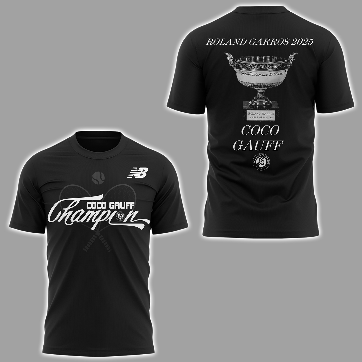 Coco Gauff Champions Roland Garros 2025 Black Shirt Coco Gauff Champions Roland Garros 2025 Black Shirt