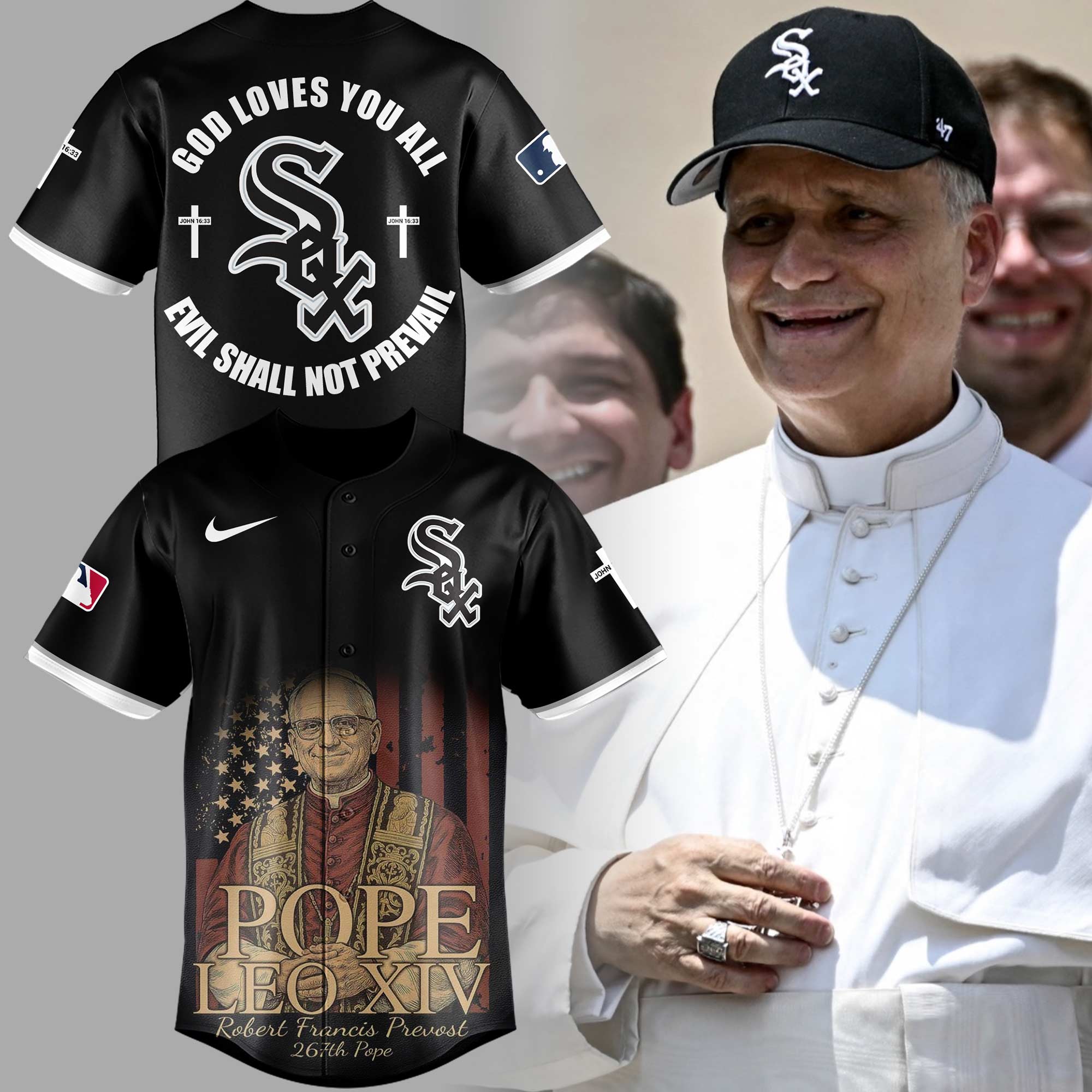 Chicago White Sox x POPE LEO XIV God Loves You All 2025 Jersey Chicago White Sox x POPE LEO XIV God Loves You All 2025 Jersey